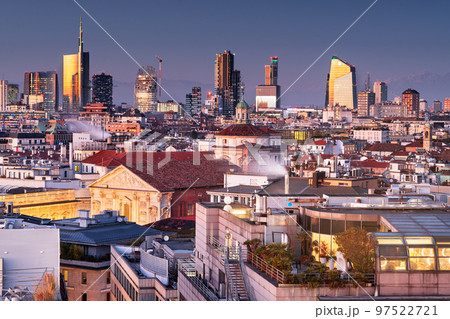 Milan, Italy City Skyline at Dusk 97522721