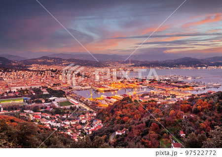 La Spezia, Italy City Skyline at Dusk 97522772