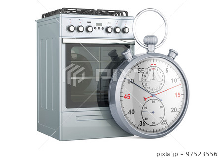 Gas range with stopwatch, 3D rendering 97523556