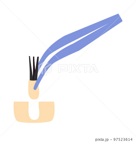 Hair transplant forceps with hair follicle icon Hair transplant forceps with hair follicle icon 97523614