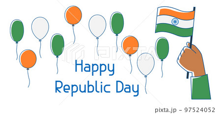 Illustration of Happy Republic Day of India. Indian national traditional holiday. 97524052