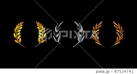 Golden, silver, bronze winner wreaths, crowns Golden, silver, bronze winner wreaths, crowns 97524741