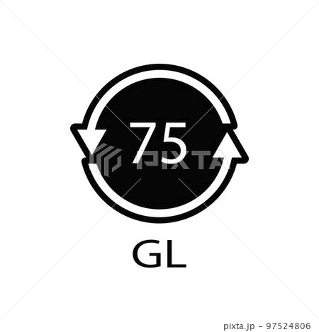 Low Lead Glass. Glass recycling code 75 GL. Vector illustration Low Lead Glass. Glass recycling code 75 GL. Vector illustration 97524806