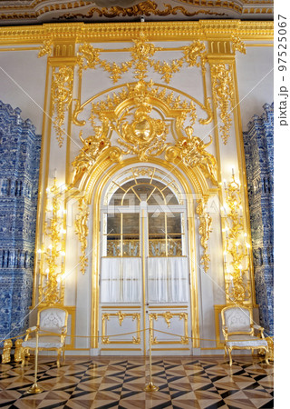 Baroque golden interior of Catherine Palace - St. Petersburg, Russia 97525067