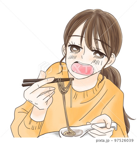 ラーメンを食べる女性 ラーメンを食べる女性 97526039
