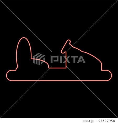 Neon bumper car silhouette Electric machine for racetrack Sideshow Amusement park Attraction Dodgem icon black color vector illustration flat style image red color vector illustration image flat style 97527950