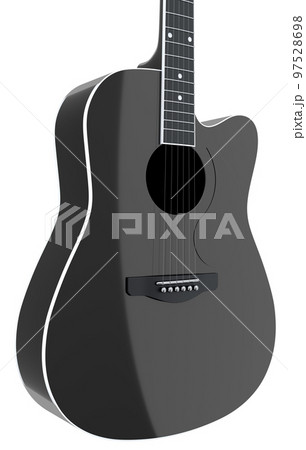 Close-up of acoustic guitar isolated on white background. 97528698