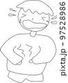 腹痛に悩む男の子のスケッチイラスト 97528986