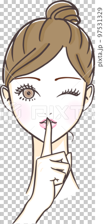 一名年輕女子做秘密姿勢的插圖 一名年輕女子做秘密姿勢的插圖 97531329