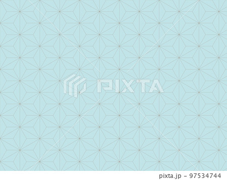 和柄背景素材:麻の葉柄(白藍) 和柄背景素材:麻の葉柄(白藍) 97534744