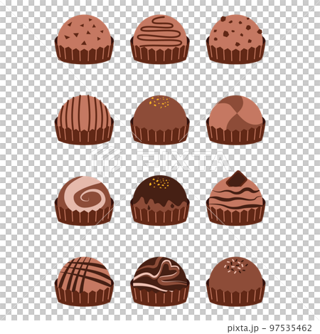 Illustration set of decorated round chocolate 97535462