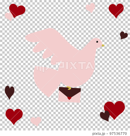 攜帶情書的鴿子插畫 攜帶情書的鴿子插畫 97536770