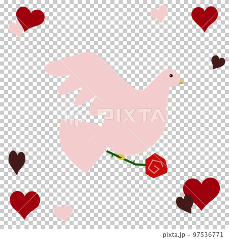 Illustration of a dove holding a rose Illustration of a dove holding a rose 97536771