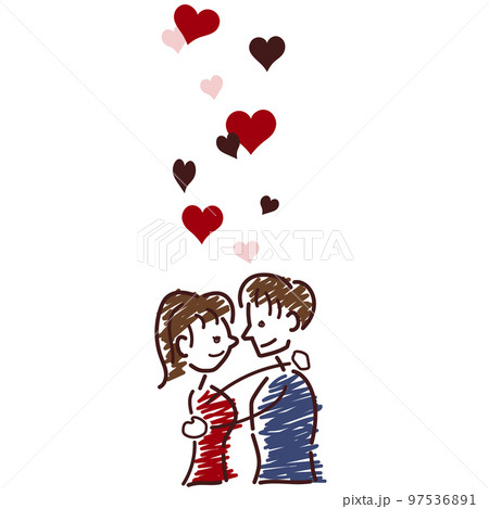 Illustration of a couple hugging and staring at... - Stock Illustration  [97536891] - PIXTA