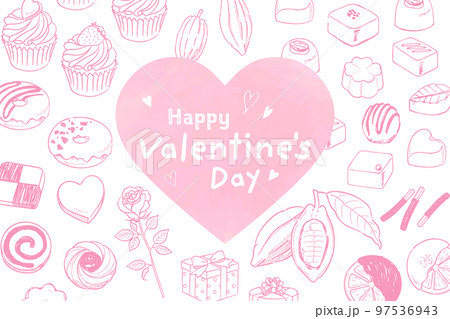 手描き線画バレンタインバナー 97536943