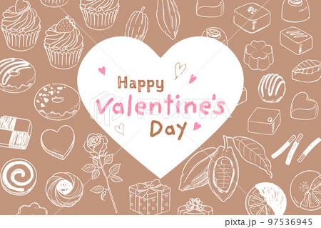 手描き線画バレンタインバナー 97536945