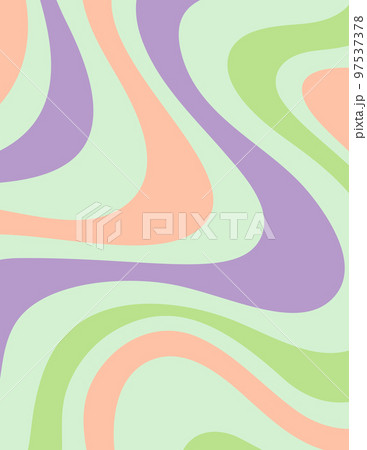 Groovy Hippie 70s Retro Wavy Background. Vector Swirled Striped Banner in Trendy Seventies Style in Pastel Colors Groovy Hippie 70s Retro Wavy Background. Vector Swirled Striped Banner in Trendy Seventies Style in Pastel Colors 97537378