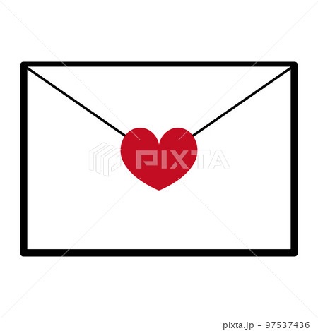 シンプルな白い封筒の手紙（ラブレター）のイラスト素材 [97537436