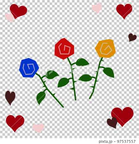 三朵彩色玫瑰的情人節插圖 97537557