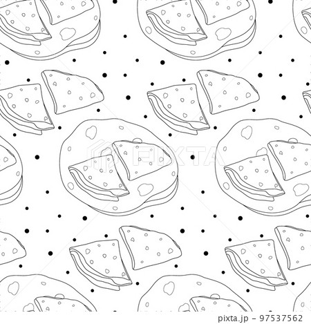 Endless pattern Triangle folded and unfolded cornmeal tortillas. Latin American and Mexican cuisine 97537562