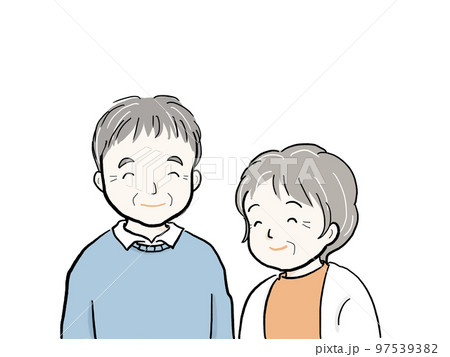 にこやかに笑う老夫婦 97539382