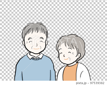 にこやかに笑う老夫婦 97539382