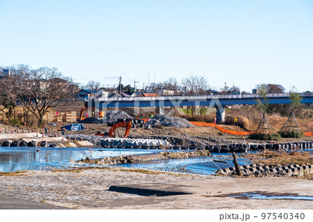 河川工事 木組みの床止め工事 床固め工事 河川工事 木組みの床止め工事 床固め工事 97540340