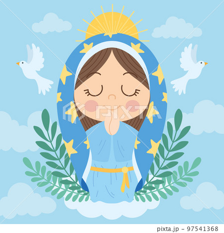 Isolated cute virgin mary character Vector 97541368