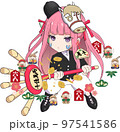 福物干支シリーズイラスト・午年（女の子） 97541586