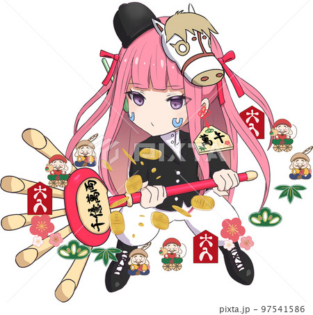 福物干支シリーズイラスト・午年（女の子） 97541586
