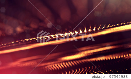 3d rendering of glow particles that fly in air as science fiction of microcosm or macro world or sci-fi. Abstract composition with depth of field and glow in dark with bokeh effects. Golden red 3d rendering of glow particles that fly in air as science fiction of microcosm or macro world or sci-fi. Abstract composition with depth of field and glow in dark with bokeh effects. Golden red 97542988