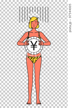 匯兌損失和日元貶值的形象,虎紋比基尼的紅魔女,傳統活動,節分 匯兌損失和日元貶值的形象,虎紋比基尼的紅魔女,傳統活動,節分 97544005
