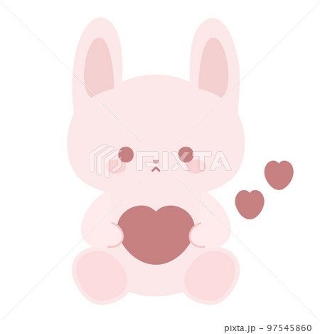 ハートを持ったかわいいうさぎのイラスト素材 [97545860] - PIXTA