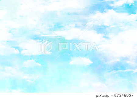 背景素材_青空と雲_水彩 97546057