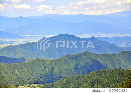 独鈷山周辺を美ケ原方面より望む(長野県上田市)【2022.8】 97546425
