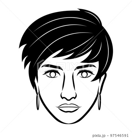 line art drawing of vintage woman face. Good use for symbol, icon, avatar, tattoo, T Shirt design, logo or any design line art drawing of vintage woman face. Good use for symbol, icon, avatar, tattoo, T Shirt design, logo or any design 97546591