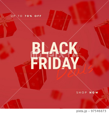 Composition of up to 70 percent off black friday deals shop now text over presents Composition of up to 70 percent off black friday deals shop now text over presents 97546873