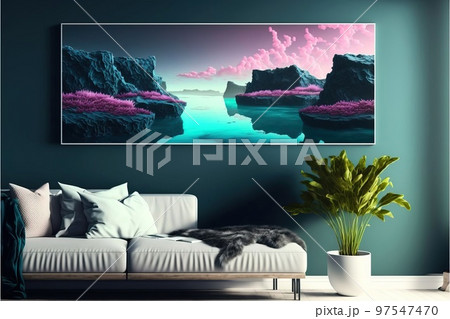 絵画のあるモダンで西洋風の部屋 97547470