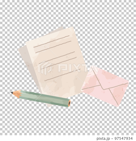 Illustration of a pencil and letter set (raster only) Illustration of a pencil and letter set (raster only) 97547934