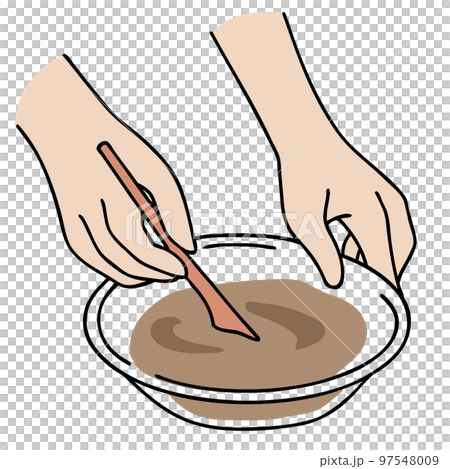 融化和混合巧克力的插圖 97548009