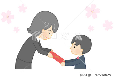 卒園式の証書授与(桜背景) 卒園式の証書授与(桜背景) 97548029