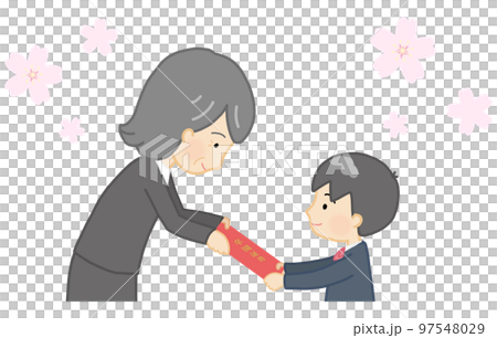 卒園式の証書授与(桜背景) 卒園式の証書授与(桜背景) 97548029