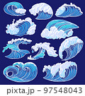 Graphic Hand Drawn Sea Waves 97548043