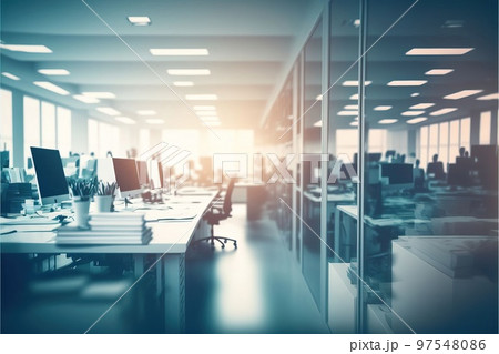 仕事中の風景とブラー処理と幻想的な雰囲気が印象的なビジネスのイメージアート 97548086