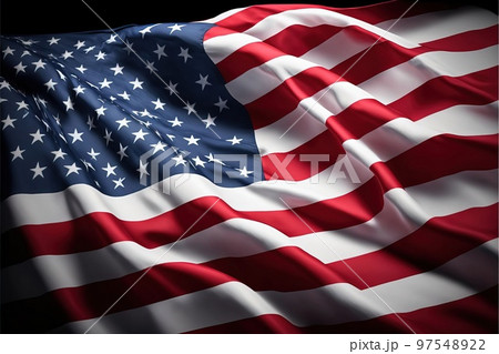 風に意気揚々と翻るアメリカ合衆国の旗 風に意気揚々と翻るアメリカ合衆国の旗 97548922