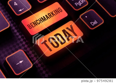 Writing displaying text Benchmarking. Business idea Evaluate something by comparison with a standard Strategy Writing displaying text Benchmarking. Business idea Evaluate something by comparison with a standard Strategy 97549281