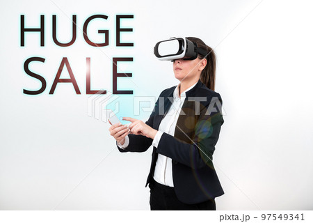 Conceptual display Huge Sale. Internet Concept putting products on high discount Great price Black Friday Conceptual display Huge Sale. Internet Concept putting products on high discount Great price Black Friday 97549341