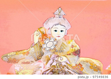 お雛さんの5人囃子 小づつみを打つ少年 お雛さんの5人囃子 小づつみを打つ少年 97549836