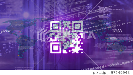 Animated qr code over digital interfaceのイラスト素材 [97549948] - PIXTA