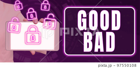 Conceptual caption Good Bad. Concept meaning to seem to be going to have a good or bad result Life choices 97550108